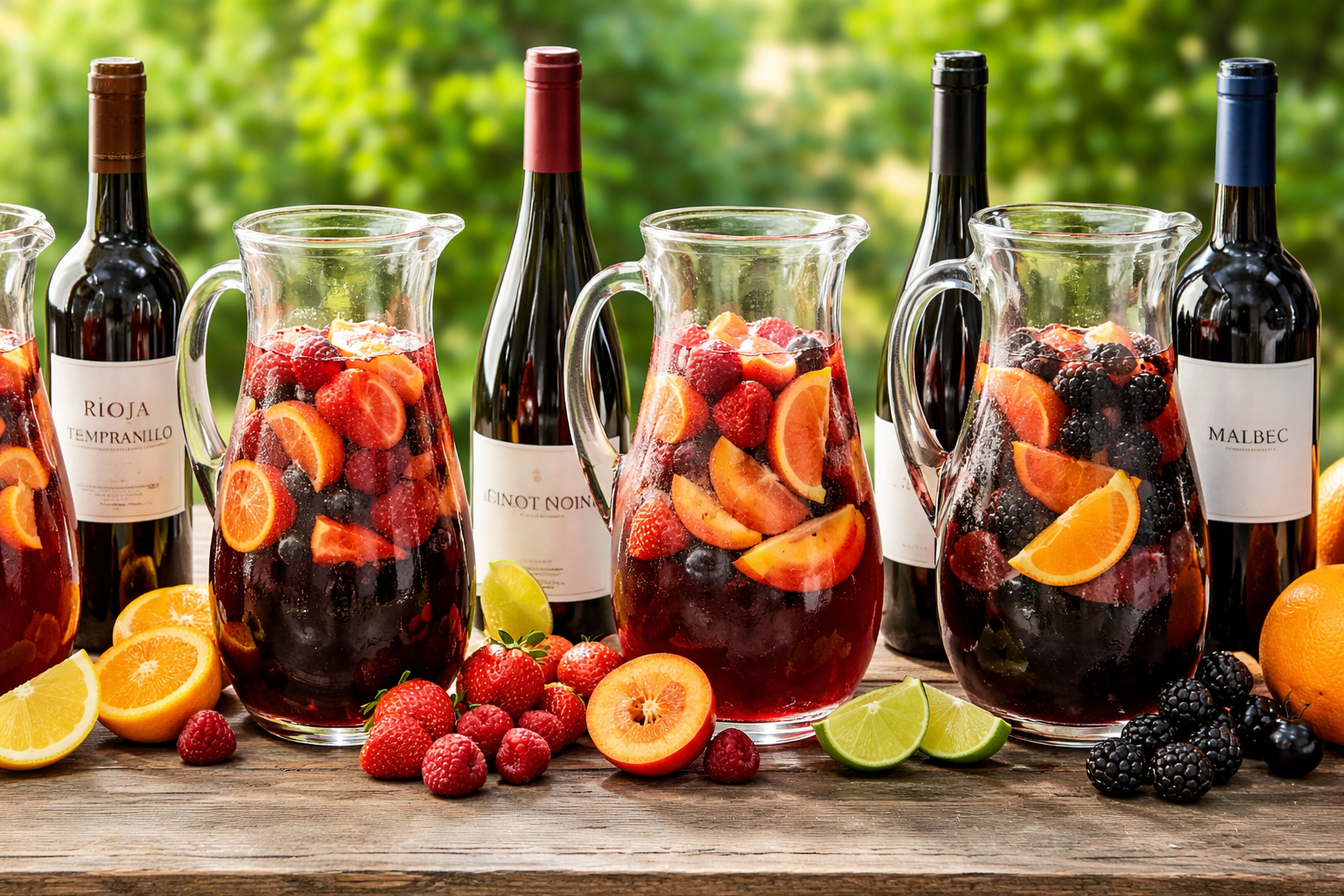 Comparison of red wine grapes for sangria styles with fruit pairings