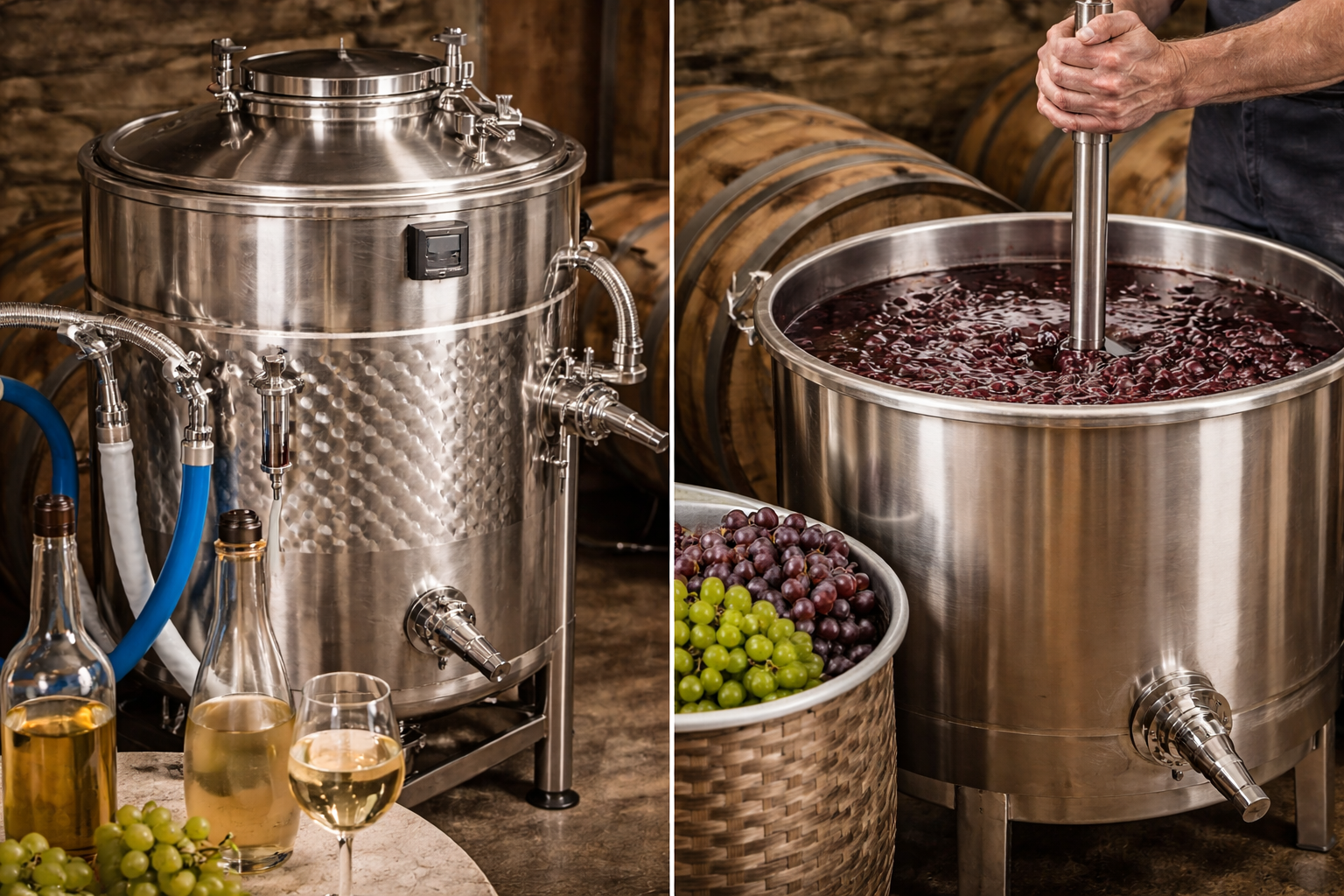 7 Best Stainless Steel Fermenters for Wine, Ranked by Fit 4 Comparison of closed stainless fermenter for white wine and open-top stainless fermenter for red wine cap management