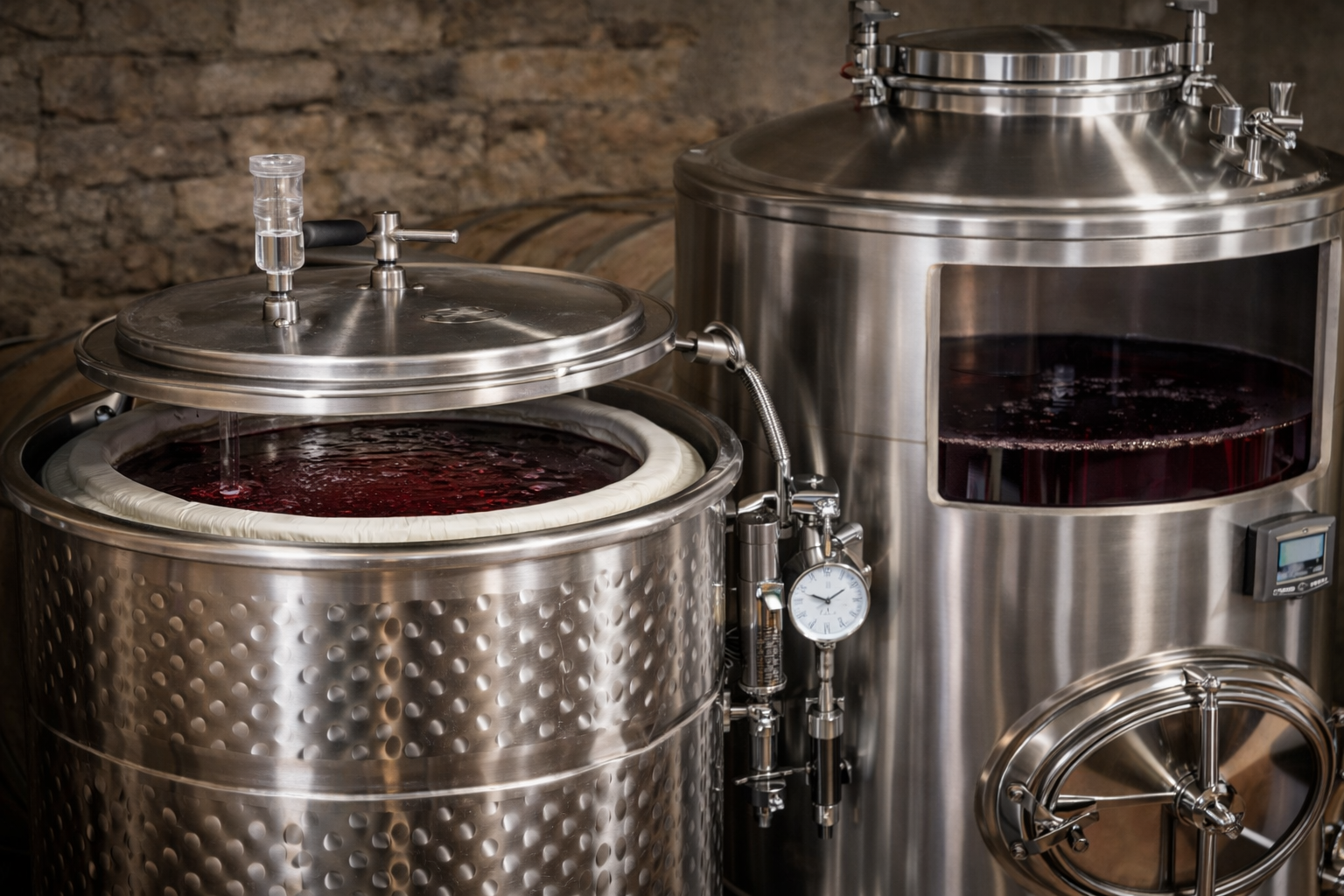 7 Best Stainless Steel Fermenters for Wine, Ranked by Fit 1 Variable-capacity stainless wine tank with floating lid adjusted close to the wine level