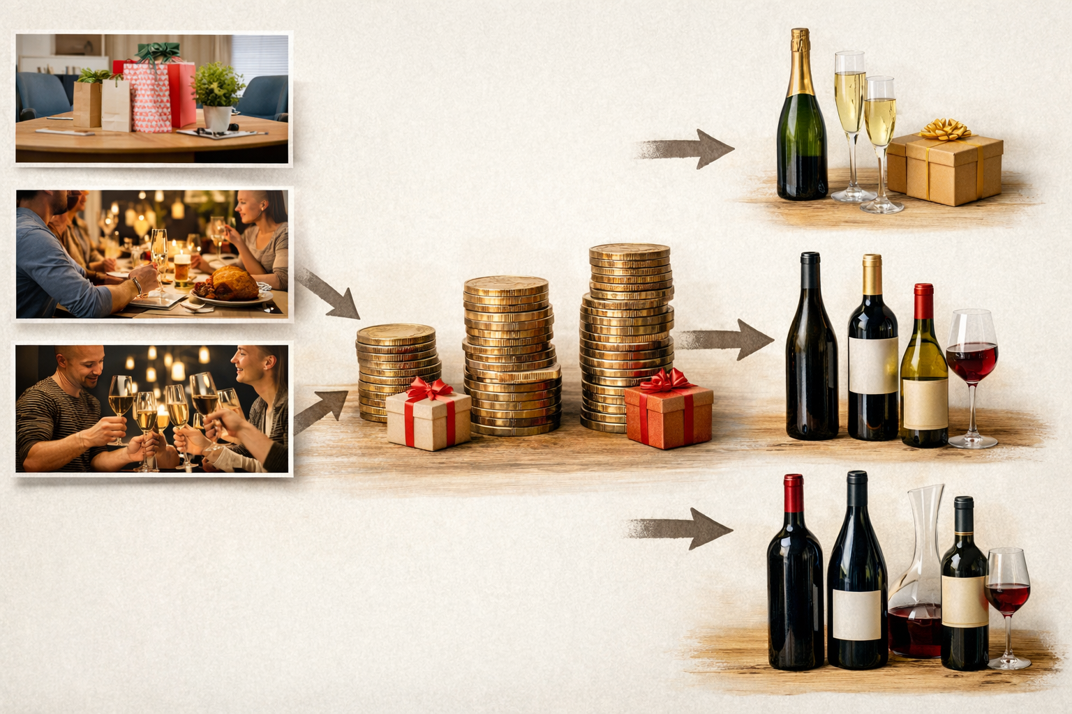 Decision tree for choosing white elephant wine by party type budget and taste certainty