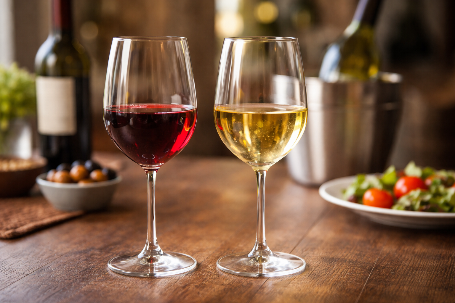 Best Wine for the Heart: 7 Smart Rules Before You Pour 1 Red wine and white wine poured side by side in equal glasses