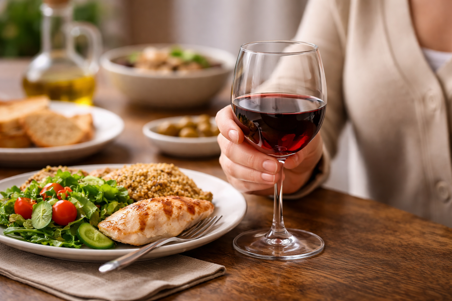 Best Wine for Ulcers? 5 Safe Rules Before You Drink 4 Simple step visual showing small wine portion with food after ulcer healing and watching for symptoms over 12 to 24 hours