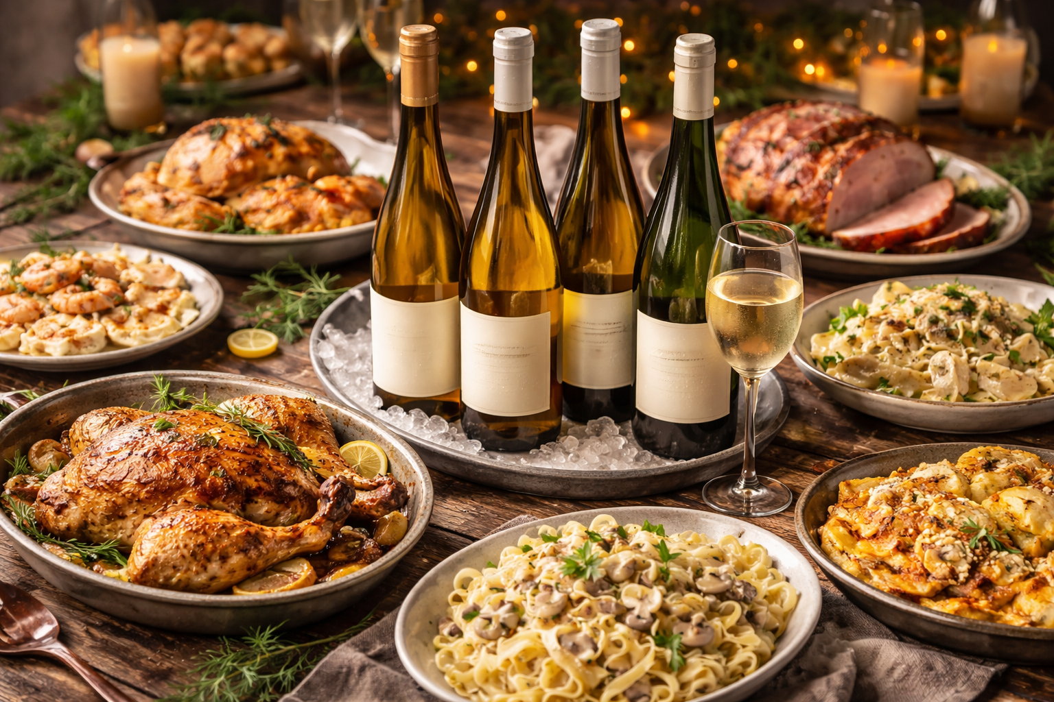 Rich winter white wines with roast chicken, creamy pasta, and mild spiced dishes