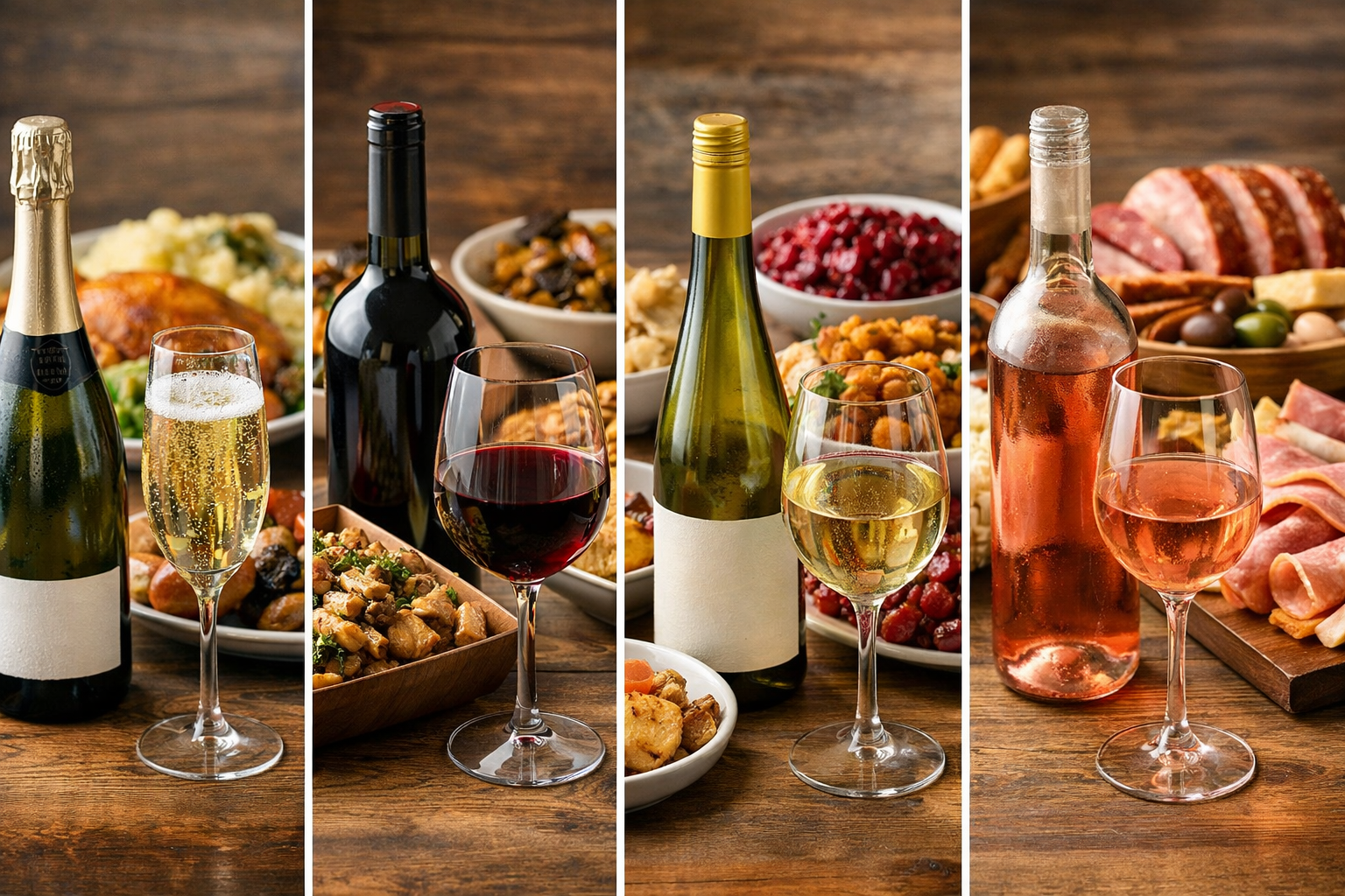 8 Best Wines for Thanksgiving That Actually Work With the Whole Plate 1 Comparison chart showing when to choose red, white, sparkling, or rose for Thanksgiving