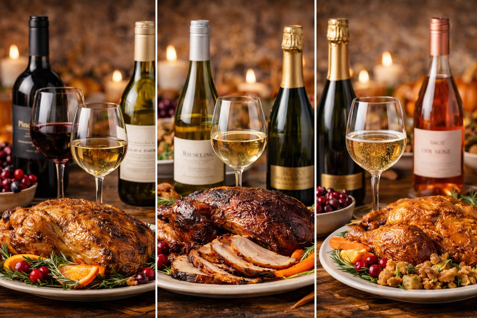Best Wine for Turkey: 8 Smart Styles for the Whole Plate 4 Roast, smoked, and fried turkey plates paired with different wine glasses